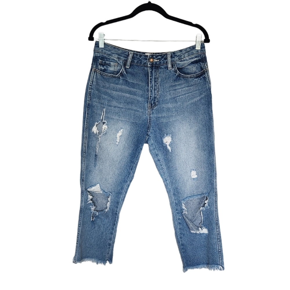 TWELVE BY ONTWELFTH Distressed Cropped Denim 29